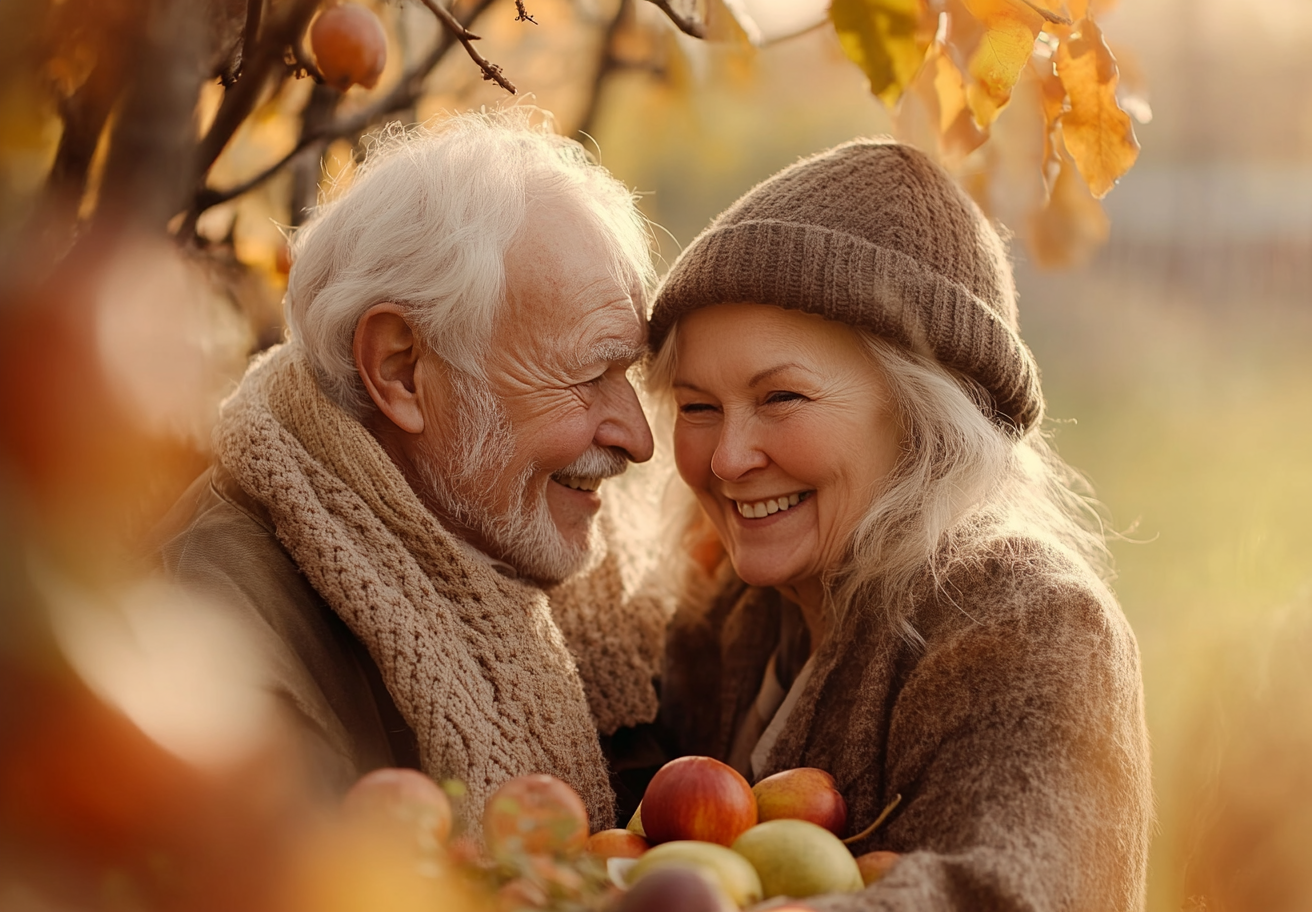 Възрастна двойка приготвя здравословна храна